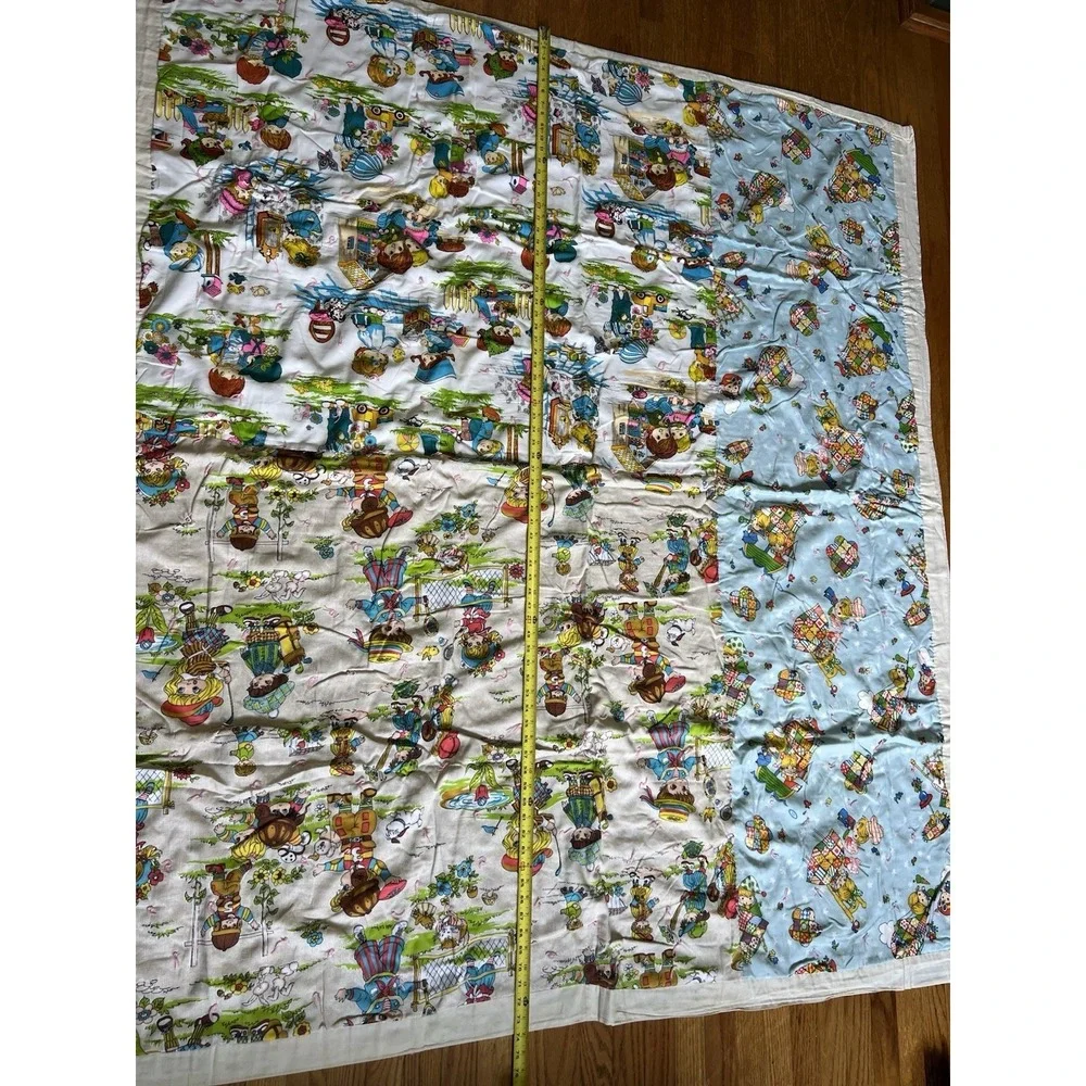Vintage Handmade Children's Quilt Blanket Storybook‎ Print Crib Toddler 44x58